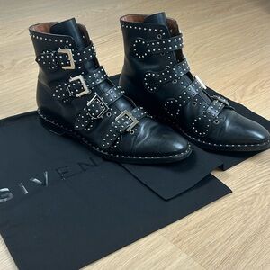 Givenchy Leather Studded Buckle Strap Boots 43/10